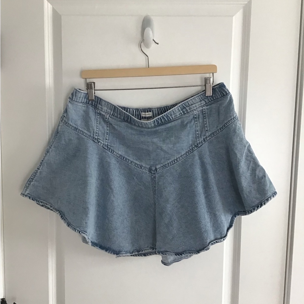 Aerie skirt size XL blue denim Find Happy Everywhere circle skater Pull On - Picture 1 of 5